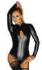 Noir Handmade - Langrmeliger hautenger Body mit Cutout schwarz - Gr. M