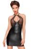 Noir Handmade - Power-Wetlook Tll Minikleid mit Stickerei schwarz - Gr. S