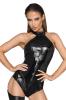 Noir Handmade - Eleganter Body mit Choker und Lackelementen schwarz - Gr. S