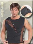 Fishnet Zierschnr Top / Shirt mit Ring schwarz