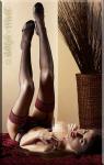 Transparente Straps-Strmpfe mit Spitze schwarz-rot