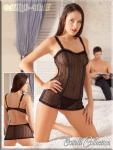 Zart transparent: Neglig & String schwarz