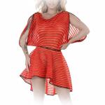 Ledapol - Wunderschnes verspieltes Minikleid mit Latex 3D Druck rot-schwarz