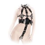 Ledapol - Echt Leder Halsband Harness Body mit Nieten