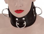 Ledapol - Breites Echt Leder Halsband / Collar mit D-Ringen schwarz - Gr. S-L