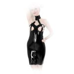 Anita Berg - Latex Zip-Minikleid mit Halsband Brust ouvert