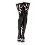 Anita Berg - Latex Strmpfe mit Blatt Applikationen und Zip