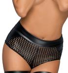 Noir Handmade - Markante Wetlook Hotpants in Laser Cut Optik schwarz