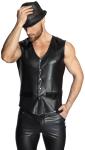 Noir Handmade - Heie Wetlook Weste im Materialmix schwarz