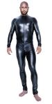Noir Handmade - Langrmeliger Herren Wetlook Overall mit Zip schwarz