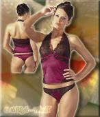 Elegantes Satin Top & String bordeaux
