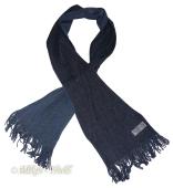 Herren Strickschal mit Fransen blau-meliert