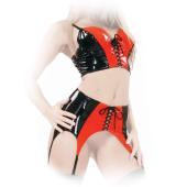 Ledapol - Lack Bustier & Strapsg�rtel schwarz-rot