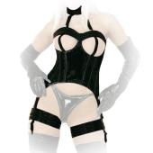 Ledapol - Rassige Lack Straps-Corsage ouvert mit Halsband