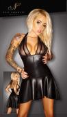 Noir Handmade - Heies Neckholder Wetlook Minikleid mit Tll schwarz