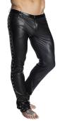FBA_Noir Handmade - Stylische lange Wetlook Hose mit Ringen schwarz - Gr. L