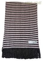 hier klicken für eine vergrösserte Darstellung von Weicher Unisex Strickschal mit Fransen schwarz-rose - Nr. 8