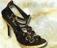 hier klicken für eine vergrösserte Darstellung von Sexy Riemen Bast Sandalette Cleo schwarz