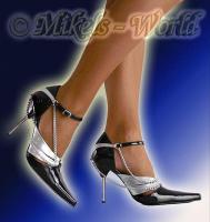 hier klicken für eine vergrösserte Darstellung von Ledapol - Luxus Lack Pumps Star schwarz-silber