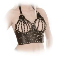 hier klicken für eine vergrösserte Darstellung von Ledapol - Echt Leder BH / Corsage / Bustier mit Nieten ouvert