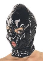hier klicken für eine vergrösserte Darstellung von Ledapol - Lack Zip-Kopfmaske mit Augen- und Mundffnungen