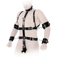 hier klicken für eine vergrösserte Darstellung von Ledapol - Echt Leder Harness Fessel-Body mit Halsband