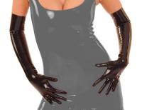 hier klicken für eine vergrösserte Darstellung von Anita Berg - Lange enge Latex Handschuhe