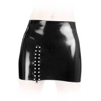 hier klicken für eine vergrösserte Darstellung von Anita Berg - Sexy Latex Nieten Mini-Rock mit Zip