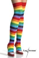 hier klicken für eine vergrösserte Darstellung von Leg Avenue - Halterlose Ringel-Strmpfe Regenbogen Farben - Gr. S-L
