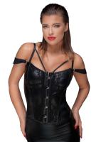hier klicken für eine vergrösserte Darstellung von Noir Handmade - Wetlook Corsagen Top mit floraler Spitze schwarz