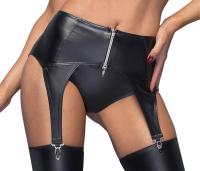 hier klicken f&uuml;r eine vergr&ouml;sserte Darstellung von Noir Handmade - Sexy Wetlook Strapsg�rtel mit silbernem Zip schwarz