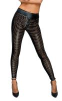 hier klicken für eine vergrösserte Darstellung von Noir Handmade - Markante Wetlook Leggings in Laser Cut Optik schwarz