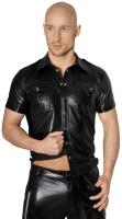 hier klicken für eine vergrösserte Darstellung von Noir Handmade - Scharfes glnzendes Wetlook Shirt mit Knpfen schwarz