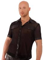 hier klicken für eine vergrösserte Darstellung von Noir Handmade - Transparentes Tll Wetlook-Shirt mit Knpfen schwarz