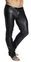 hier klicken f&uuml;r eine vergr&ouml;sserte Darstellung von FBA_Noir Handmade - Stylische lange Wetlook Hose mit Ringen schwarz - Gr. M