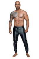 hier klicken für eine vergrösserte Darstellung von Noir Handmade - Herren Wetlook Treggings mit elastischem Bund schwarz