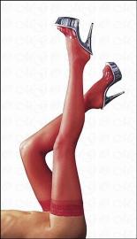 Halterlose Strmpfe mit Spitze feurig rot