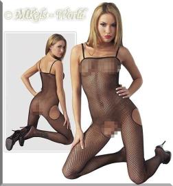 Stretch Netz Catsuit rassig ouvert schwarz