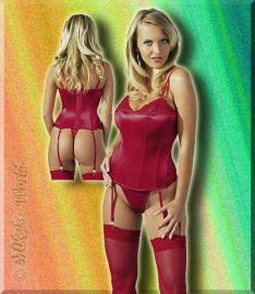 Edel Glanz Satin Straps-Corsage feurig rot