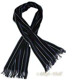 Herren Strickschal mit Fransen gestreift schwarz-blau