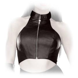 Ledapol - Echt Leder Stehkragen Bustier / Top mit Zip