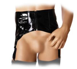 Ledapol - Rassiger Herren Lack Schnr-Strapsgrtel mit Zip