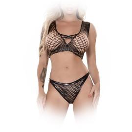 Ledapol - Atemberaubendes Latex Netz Bustier & String Set