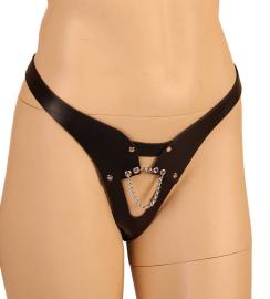 Ledapol - Harness Echt Leder Riemen String mit Zierkette