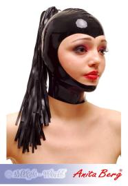 Anita Berg - Latex Zip-Kopfmaske mit Pferdeschwanz