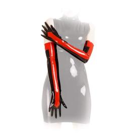 Anita Berg - Lange Latex Zip-Handschuhe schwarz-rot