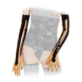 Anita Berg - Lange Latex Zip-Handschuhe transparent-schwarz