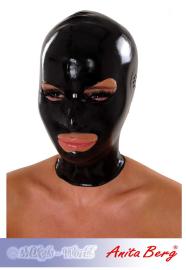 Anita Berg - Enge Latex Zip-Kopfmaske mit Ohr-Perforation