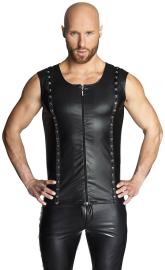 Noir Handmade - Stylische Wetlook Weste / Top mit Zip schwarz