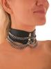Ledapol - Leder Halsband mit Ketten schwarz - Gr. L